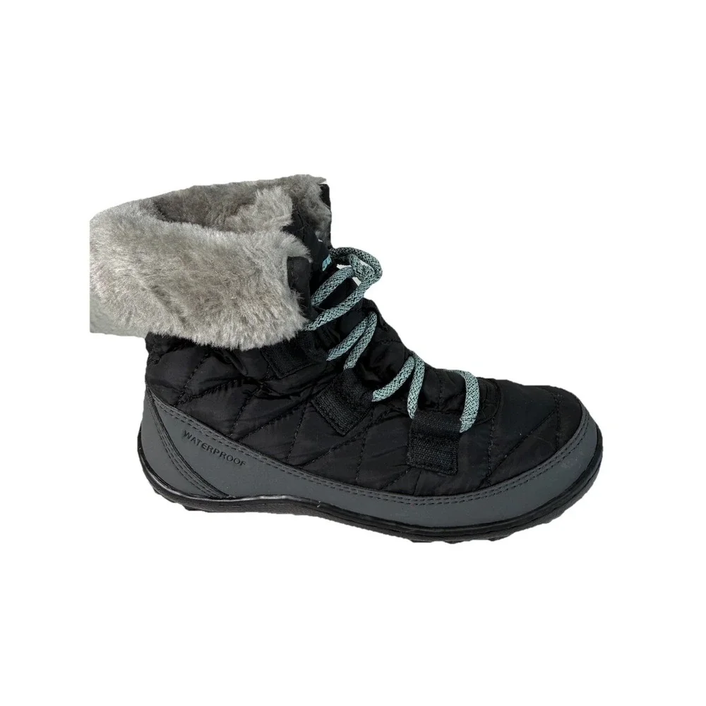 Columbia Youth Minx Shorty Omni-heat WP Hiking Boot Black/Blue Size 1Y NO BOX‎